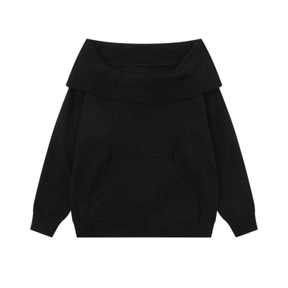 2-Way Hooded Off-Shoulder Knit Top TK0375