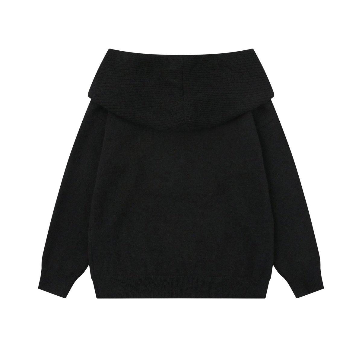 2-Way Hooded Off-Shoulder Knit Top TK0375
