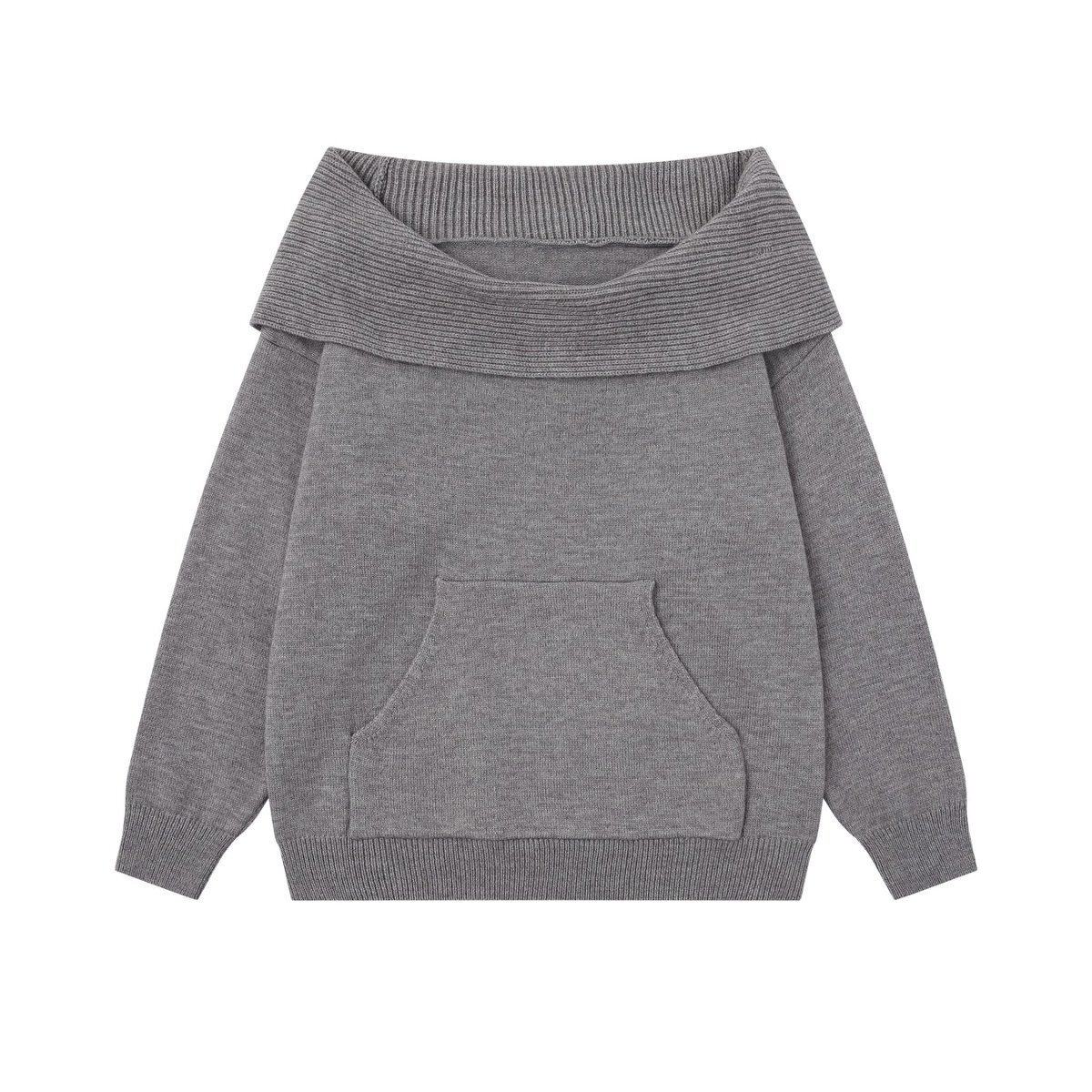 2-Way Hooded Off-Shoulder Knit Top TK0375