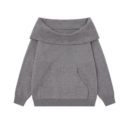 2-Way Hooded Off-Shoulder Knit Top TK0375