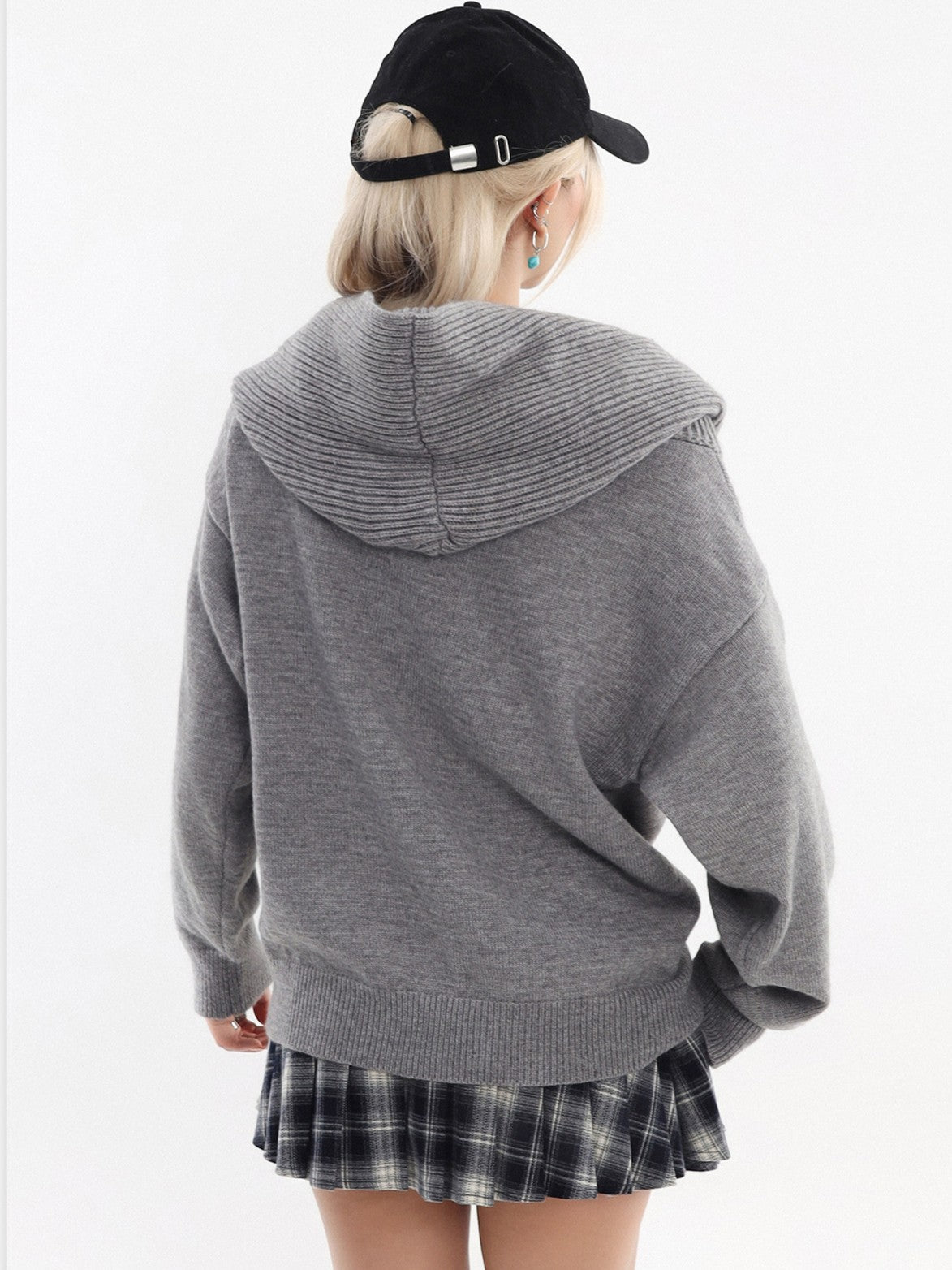 2-Way Hooded Off-Shoulder Knit Top TK0375