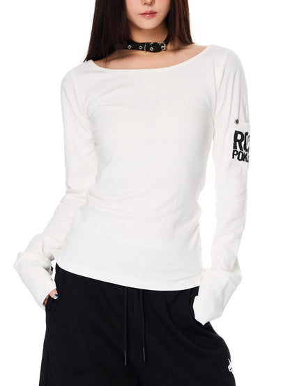 Reversible 2-Way Street Logo Print Long-Sleeve T-Shirt TK0376