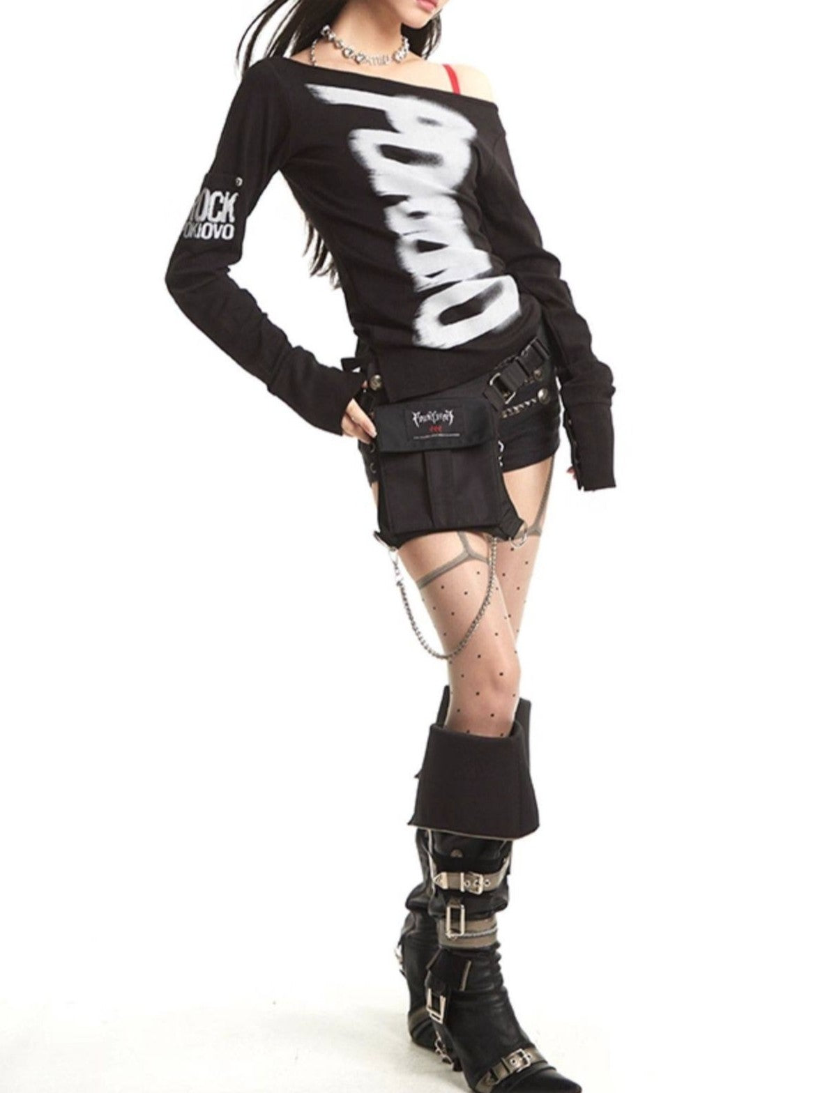 Reversible 2-Way Street Logo Print Long-Sleeve T-Shirt TK0376