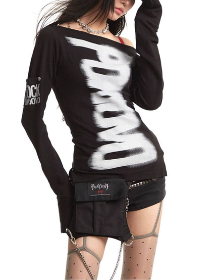Reversible 2-Way Street Logo Print Long-Sleeve T-Shirt TK0376