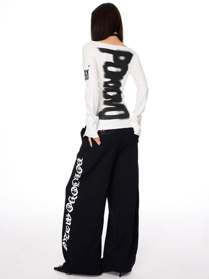 Reversible 2-Way Street Logo Print Long-Sleeve T-Shirt TK0376