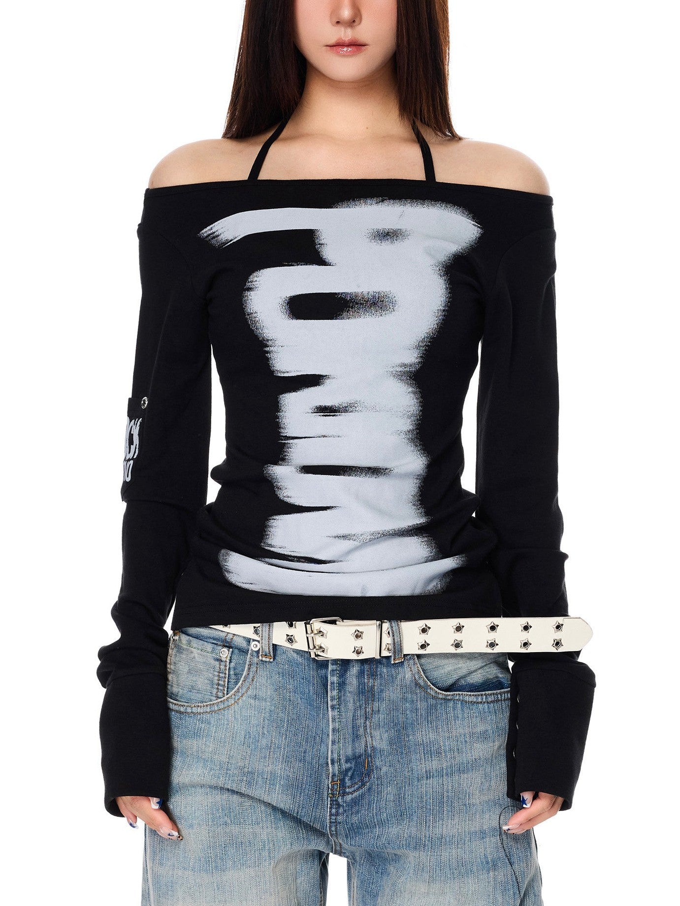 Reversible 2-Way Street Logo Print Long-Sleeve T-Shirt TK0376
