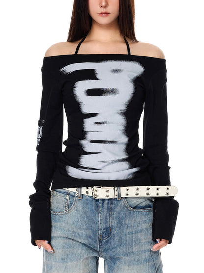 Reversible 2-Way Street Logo Print Long-Sleeve T-Shirt TK0376
