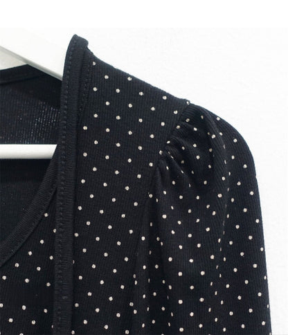 Polka Dot Lace-Up Crew Neck Long-Sleeve T-Shirt TK0384