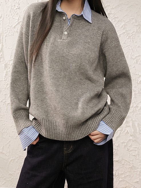 フェイクレイヤードニットトップス TK0399