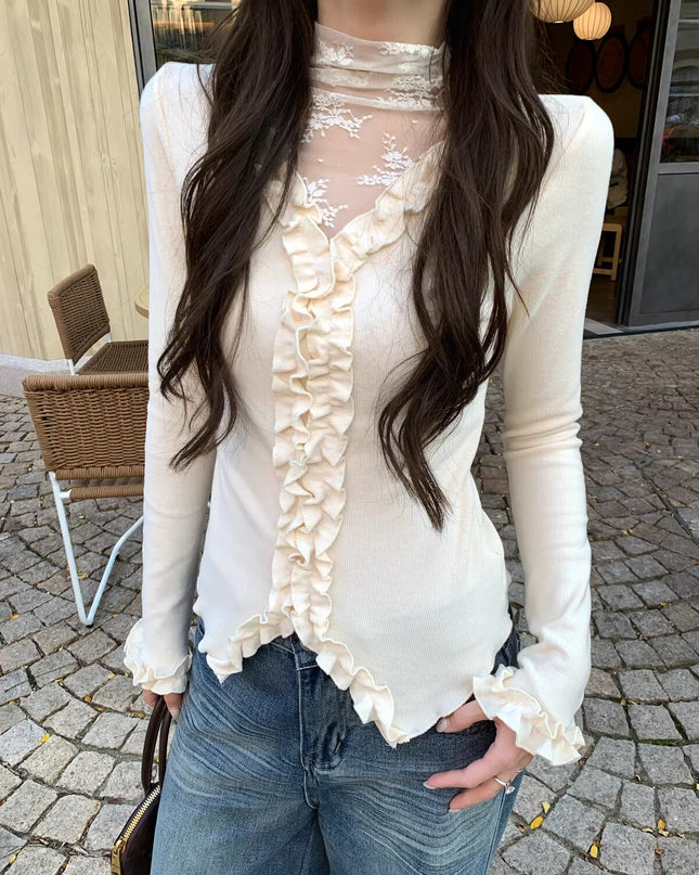 アプリコットフリルリボンカットソー TK0408