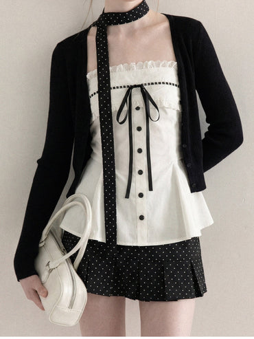 Black polka dot mini skirt TK0412