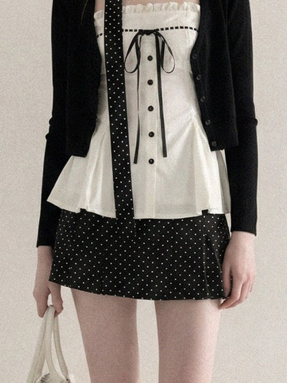 Black polka dot mini skirt TK0412