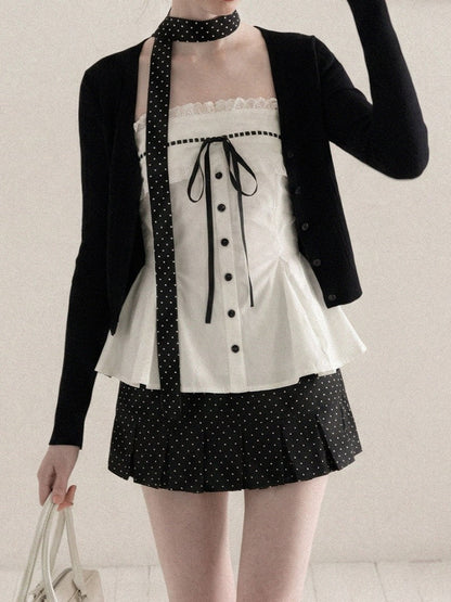 Black polka dot mini skirt TK0412