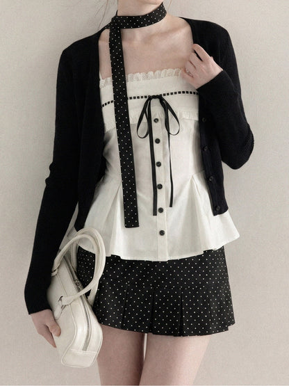 Black polka dot mini skirt TK0412