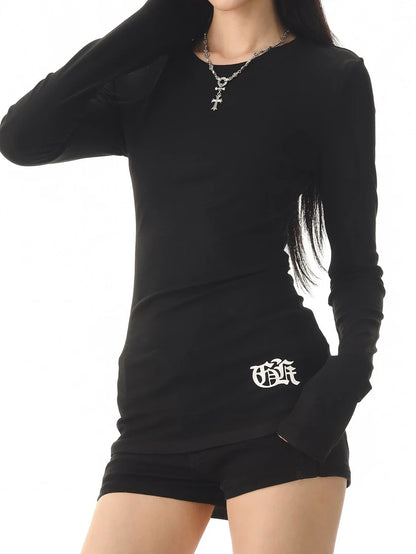 2-Way Logo Print Long Sleeve Tee TK0416