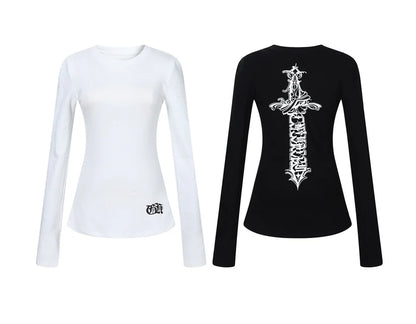 2-Way Logo Print Long Sleeve Tee TK0416
