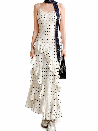 Polka Dot Ruffle Cami Dress TK0461