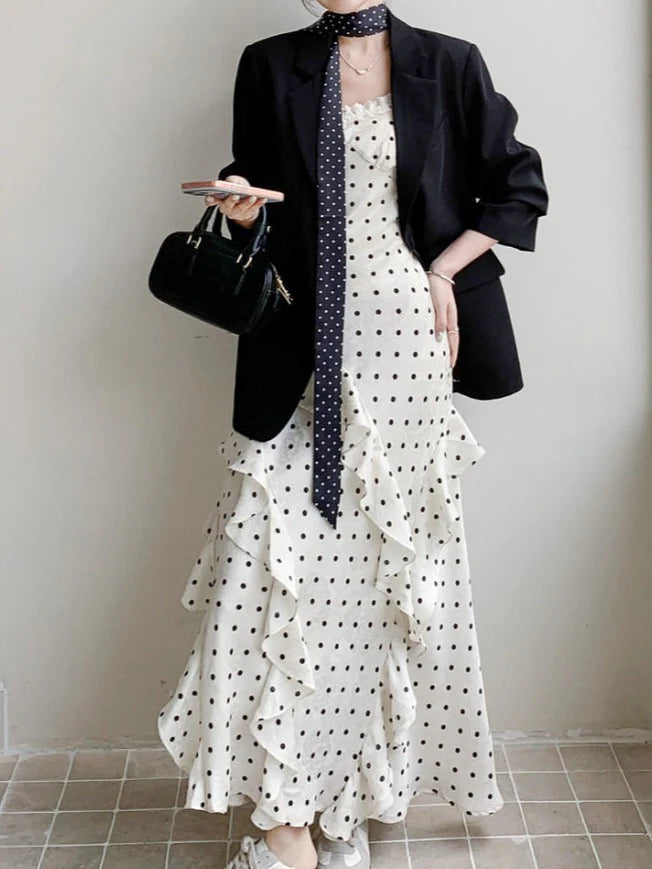 Polka Dot Ruffle Cami Dress TK0461