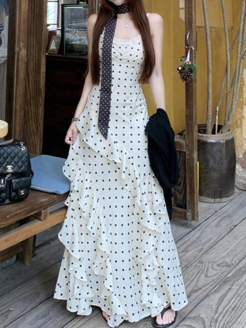 Polka Dot Ruffle Cami Dress TK0461