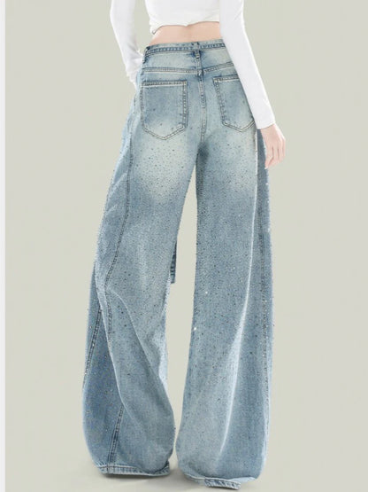 Rhinestone Barrel-Leg Jeans TK0469