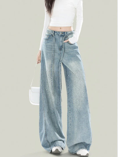 Rhinestone Barrel-Leg Jeans TK0469