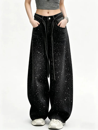 Rhinestone Barrel-Leg Jeans TK0469