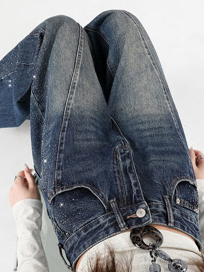 Rhinestone Wide Leg Jeans TK0484