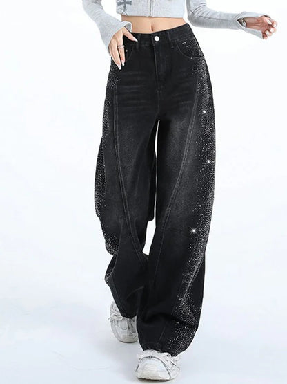 Rhinestone Wide Leg Jeans TK0484