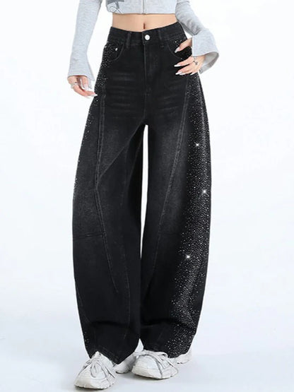 Rhinestone Wide Leg Jeans TK0484