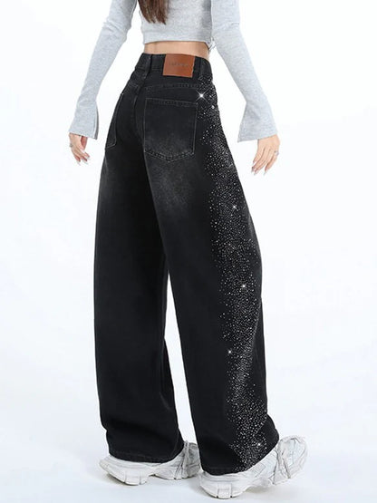 Rhinestone Wide Leg Jeans TK0484