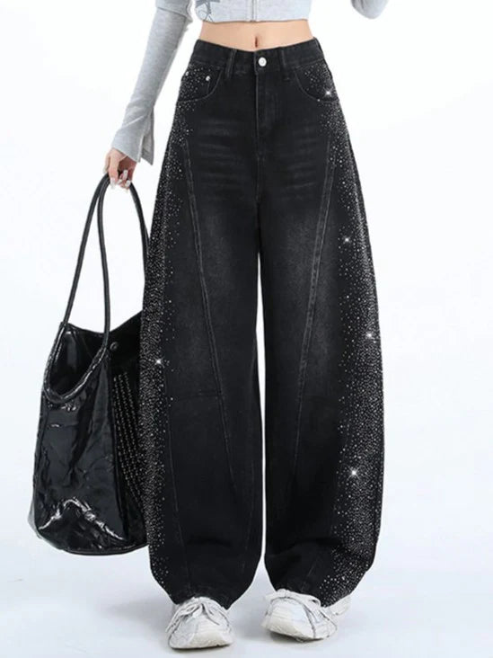 Rhinestone Wide Leg Jeans TK0484